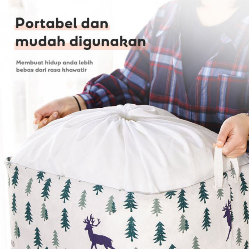 Tempat Penyimpanan Serbaguna/Keranjang Kain Lipat Portable Serut 100L