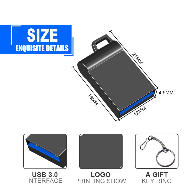 Flash Disk USB 3.0 Kapasitas 2TB Bahan Metal Anti Air