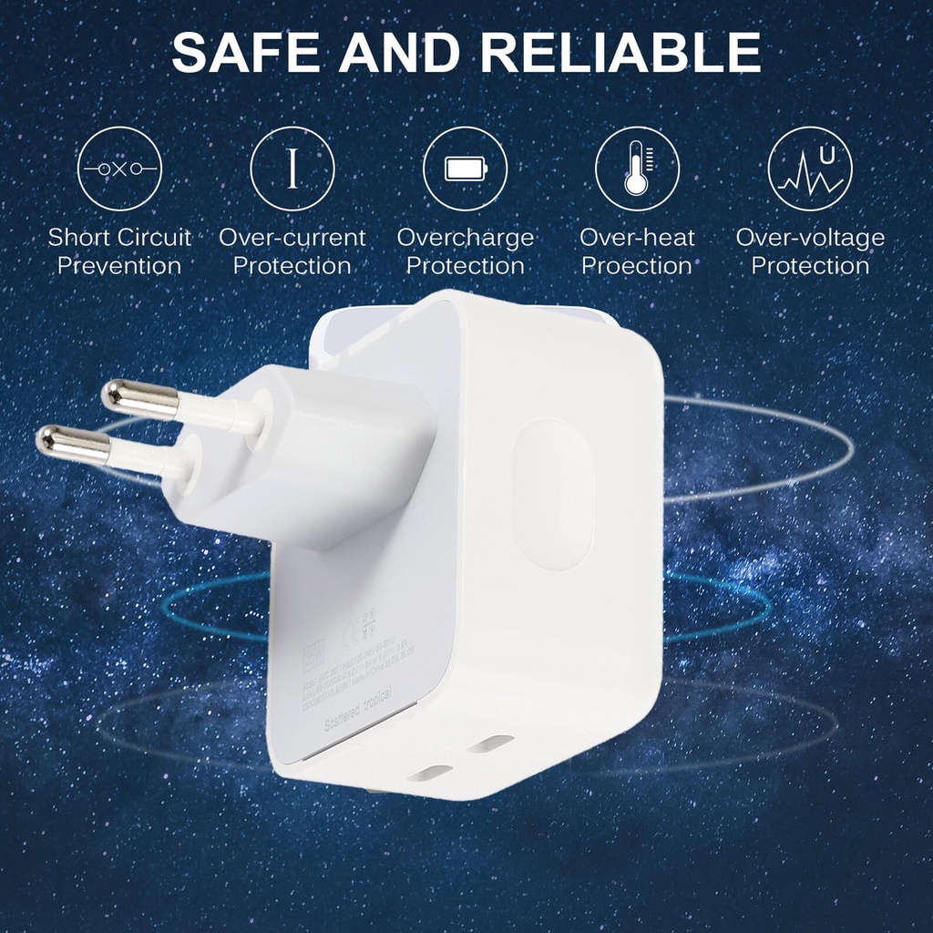 Plug EU US UK 40W PD Dual Port Untuk Apple i-Pad i-Phone 12 13 14 Tipe C 35W 40W