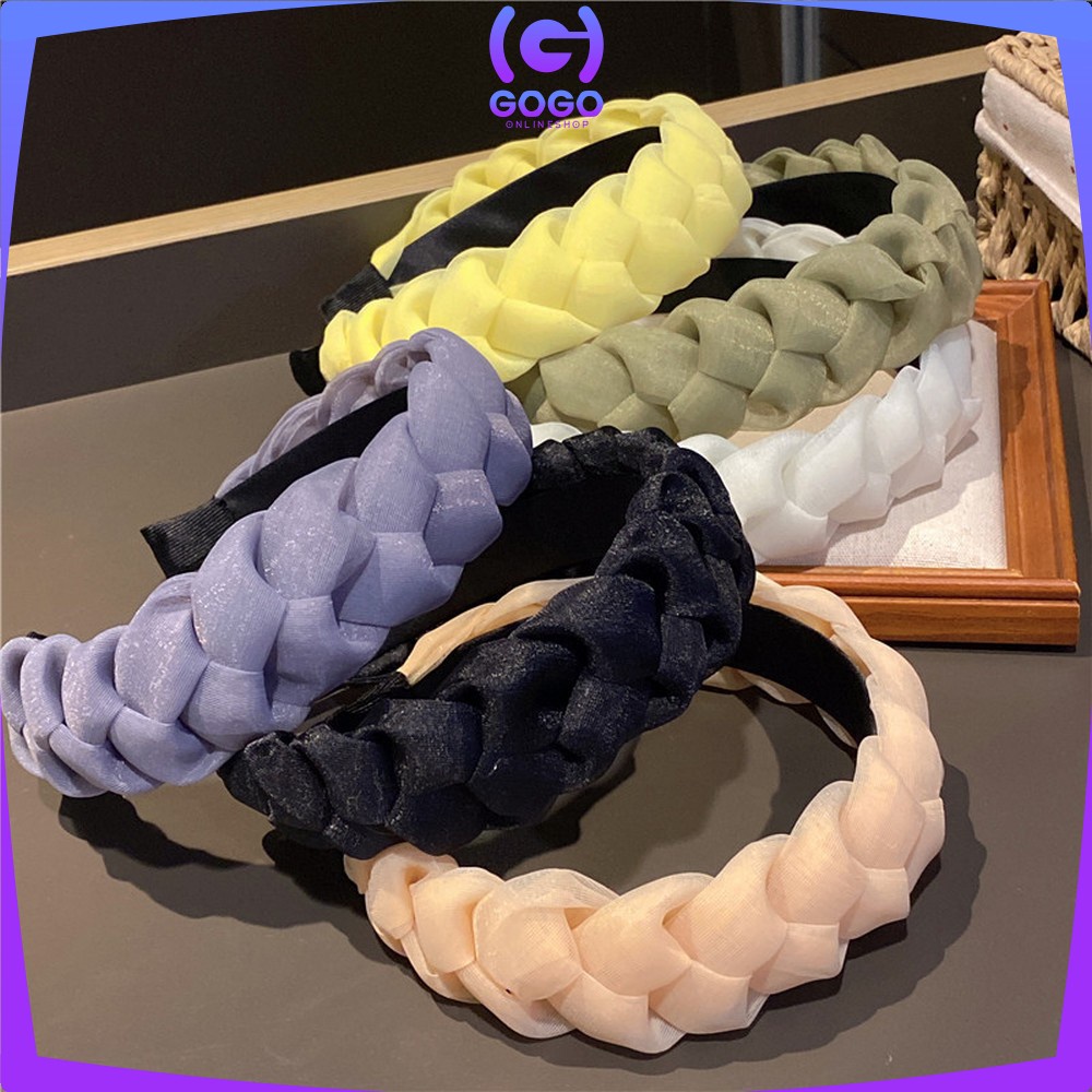 GOGO-C530 Bando Kepang Wanita Scrunchie / Bandana Nagita Organza / Headband Kepang Jalin Besar Ala Korea Aksesoris Rambut Wanita