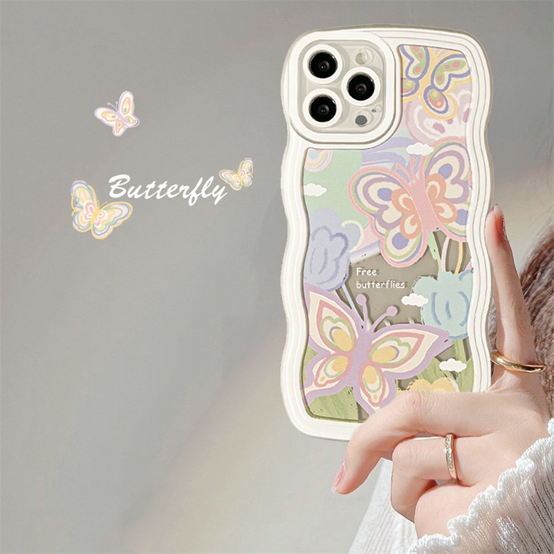 Soft Case Pelindung Lensa Kamera Tahan Banting Motif Kupu-Kupu Untuk iPhone 14 13 12 11 Pro Max X Xr Xs Max 8 7 6 6s Plus Butterfly