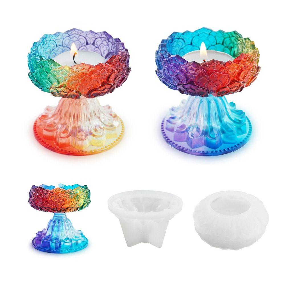 R-flower Candle Holder Silicone Mold Cetakan Resin Ornamen Desktop Bentuk Teratai Baru