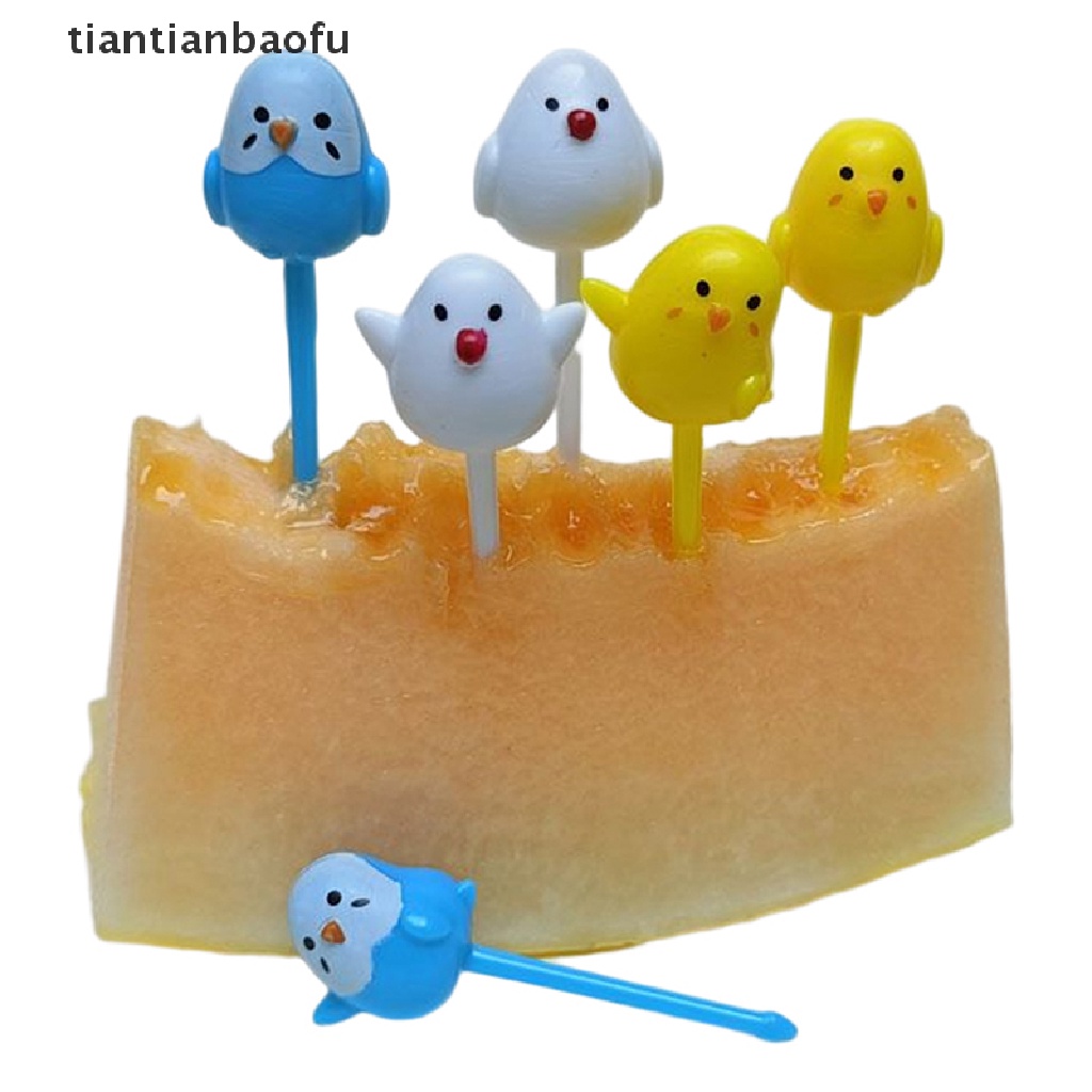 6pcs / Set Garpu Buah / Kue / Dessert Mini Bentuk Anak Ayam Untuk Anak