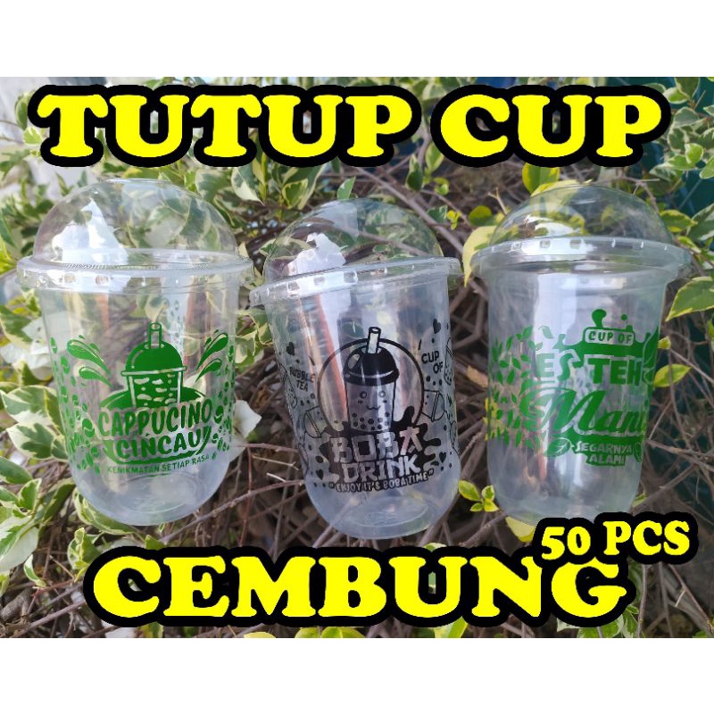 Tutup cup cembung 50 pcs 14oz 16oz 18oz 22oz oval datar  / cup boba / sedotan boba bubble / tapioka 
