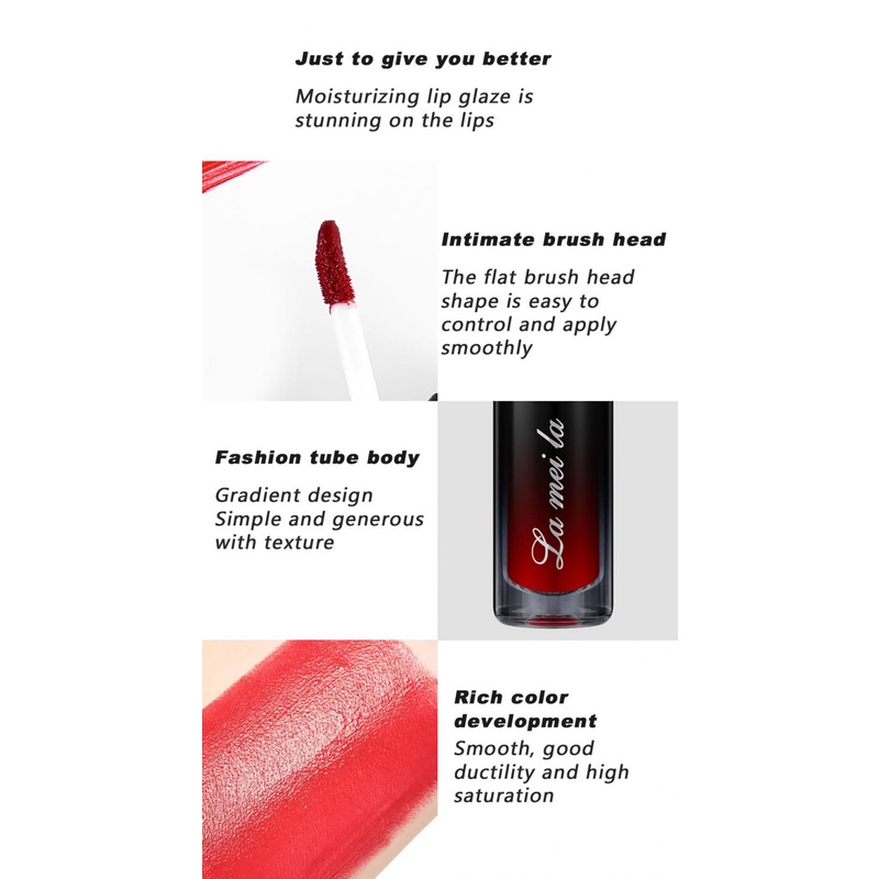 Beauty Jaya - LAMEILA 2030 Lip GLOSS Black Edition Pelembab Bibir Lip Glaze Matte Lipstik Cair Tahan Air Dan Tahan Lama - 2030