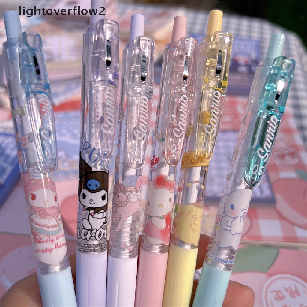 (lightoverflow2) 1 / 6Pcs Pulpen Gel 0.5MM Motif Anime Untuk Stationery Anak Perempuan / Hadiah