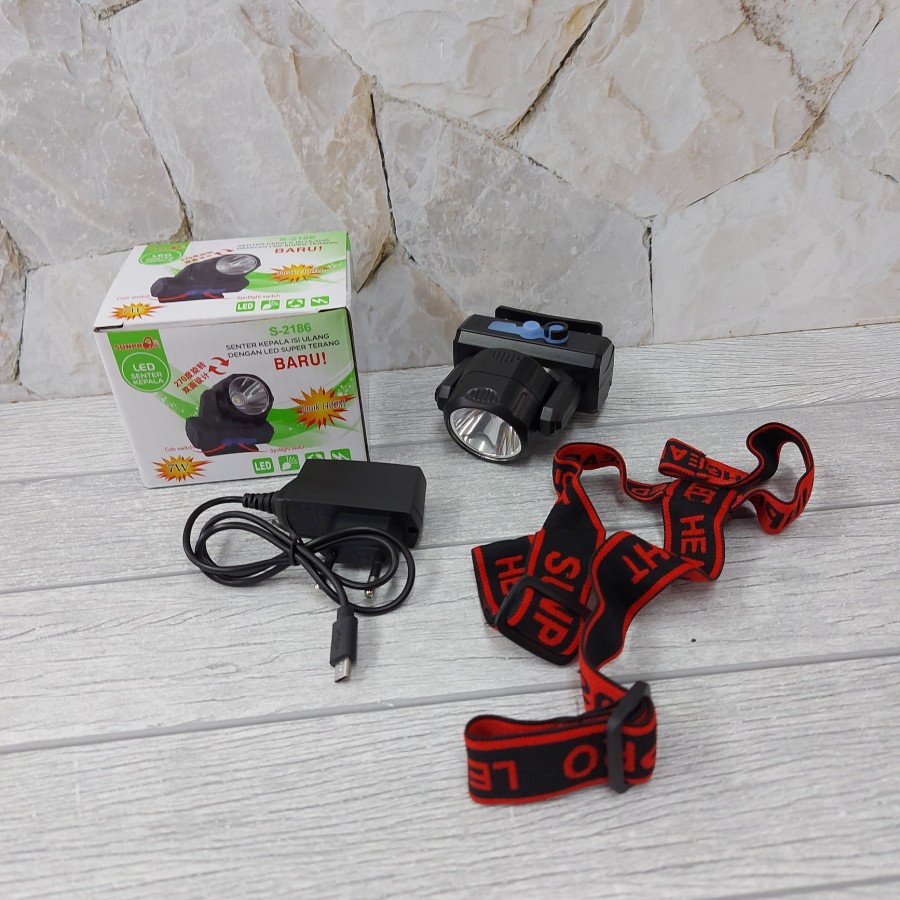 TERBARU!!Senter Kepala Led Cahaya Putih 7W Rotate 2 Mode Lampu Sunpro S 2186