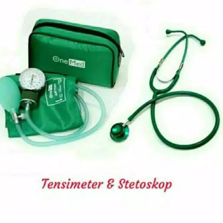 Paket Stetoskop dan Tensimeter Aneroid Onemed Stetoschope manual Tensi Manual Warna Pink ▪ BJT.18Oc2