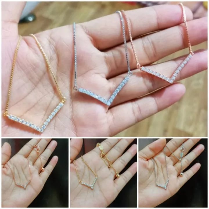 Kalung Fuji Viral / Kalung Fuji Aurel / Kalung Wanita Titanium / Perhiasan Wanita Titanium Import
