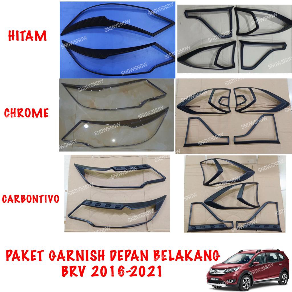 Paket Garnish Depan Belakang BRV 2016 2021 Hitam Chrome Carbontivo