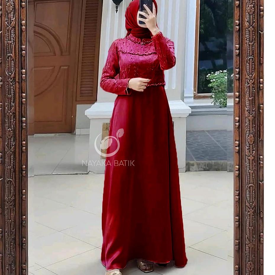 (API.18Oc22y) [MAXI SERIES LEBARAN] Maxi Dress Tiara Tulle Mutiara - Gamis Remaja Kekinian - Dress P