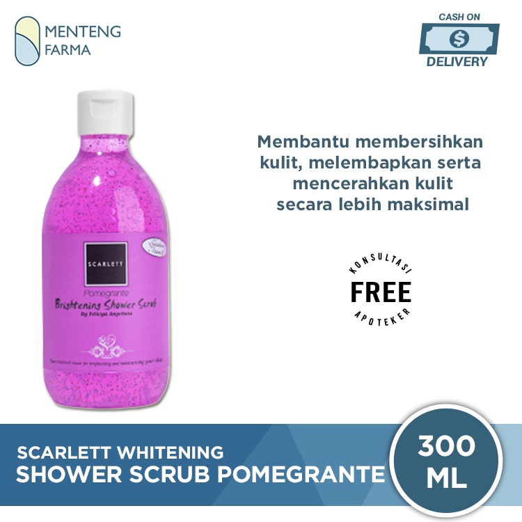 Scarlett Whitening Shower Scrub Pomegrante 300 ML - Sabun Mandi Dengan Buliran Scrub