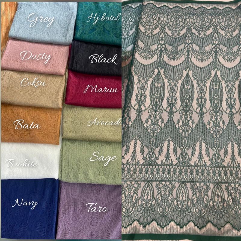 SEMI PRANCIS, SANTILI, KAIN KEBAYA, BRUKAT SANTILI, BROKAT KATUN HALUS, BROKAT KORNELI