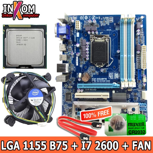 PAKET Motherboard Mainboard MOBO B75 Plus Processor i7 2600