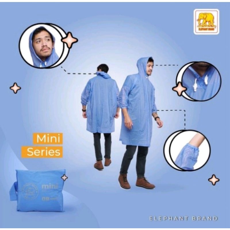 Jas Hujan Mini by Elephant Brand Ponco Kelelawar lengan Tanpa Celana  / Mantel Termurah Gajah Original Dewasa Perempuan Pria Wanita Raincoat Terusan Murah Berkualitas Anti Rembes