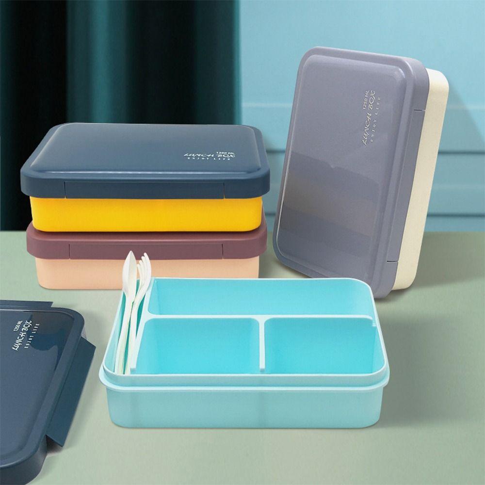 Preva Lunch Box Microwavable Rectangle Grid Untuk Pelajar Pekerja Kantor Wadah Makanan