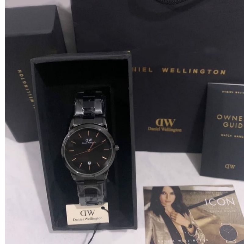 Jam Tangan DW Free Box Card Manual Paper Bag Rantai Pria Wanita Terlaris Kasual Bisa COD