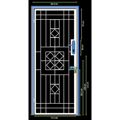 pintu double teralis berbahan besi galvanis minimalis