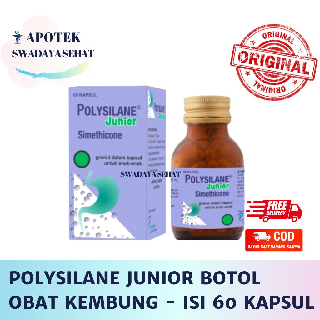 POLYSILANE JUNIOR 40MG BOTOL ISI 60 Kapsul - Obat Perut Kembung Muntah Mual Bayi Anak