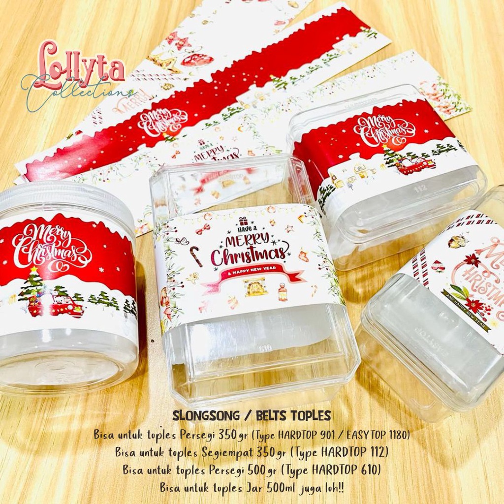 

Belts toples persegi 350 - 500gr / toples Jar 500 ml isi 3 Natal Christmas