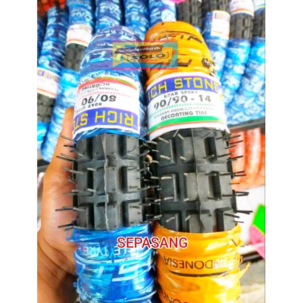 sepasang ban motor  metic trail 80/90-14 dan 90/90-14 ban trail cangkul metic ring 14 ban richstone 
