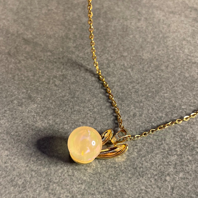 Kalung Rantai Lapis Emas 18K Dengan Liontin Batu Giok Hetian Natural Bentuk Kelinci Untuk Wanita