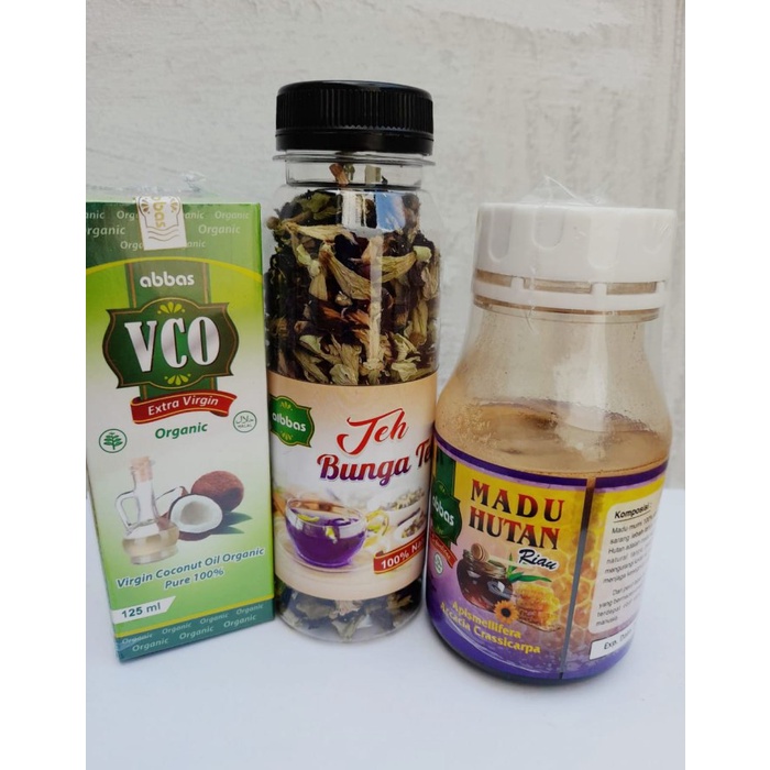 

PAKET 3 IN 1 ( VCO 125ML + MADU UTAN 250 GRM + BUNGA TELANG 25 GRM ) TER AMPUH
