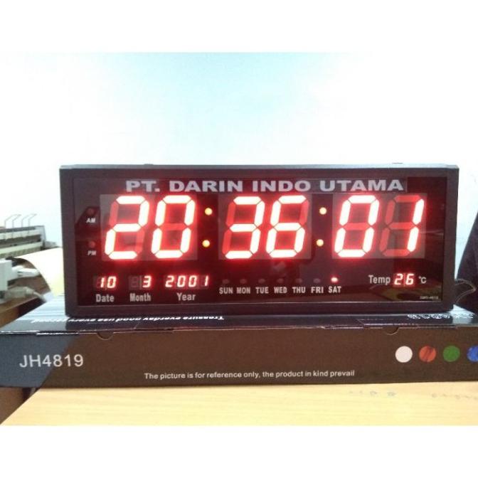 Jual JAM DINDING DIGITAL LED MERAH 48 X 19 Cm SMS-4819 FREE CUSTOM NAMA ...