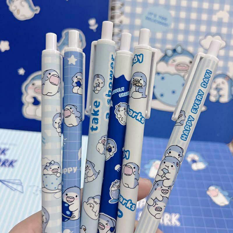 

1 Pcs Pulpen Gel Tinta Hitam Bentuk Hiu Lucu Pulpen Kawaii Motif Shark