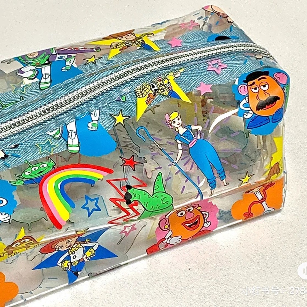 ✶Sera Sera Toy Story Pen Case Transparan Biru Tas Penyimpanan Lucu Kartun Baru Kapasitas Besar