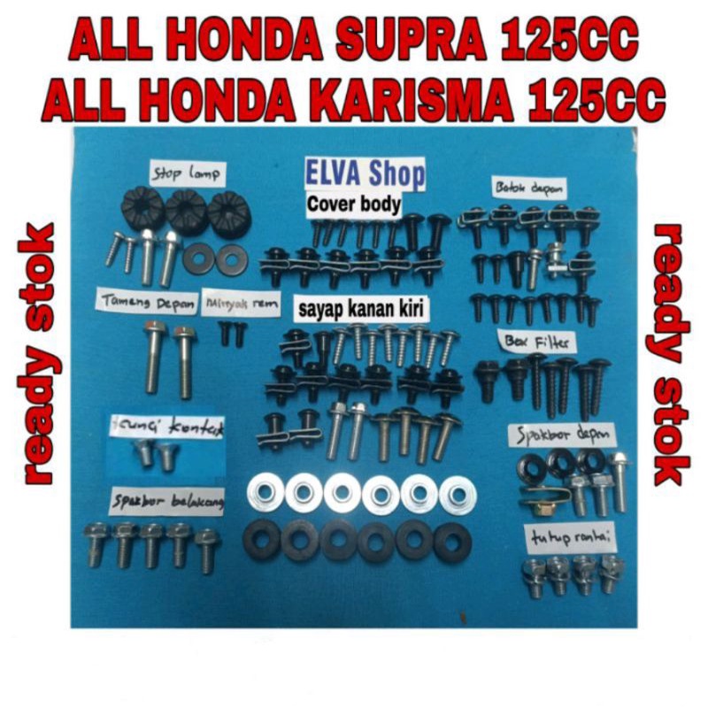 Baut lengkap full skrup karet ring bosh body honda karisma 125 supra 125