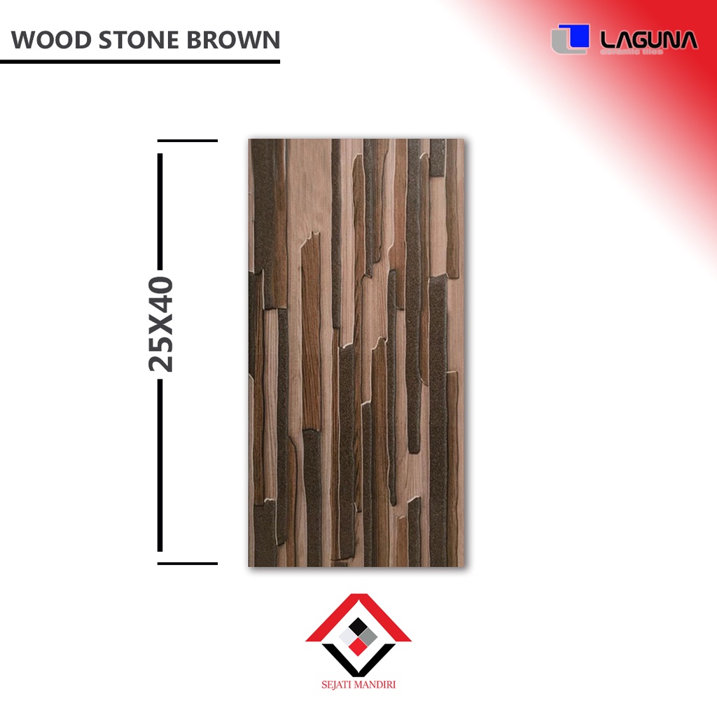 

Keramik Dinding 25x40 - Motif Batu alam - LAGUNA Wood Stone Brown