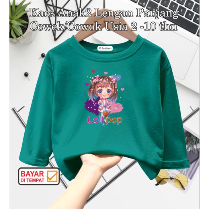 ((IB))KAOS ANAK PEREMPUAN PANJANG/CEWEK LOLYPOP DIGITAL SABLON