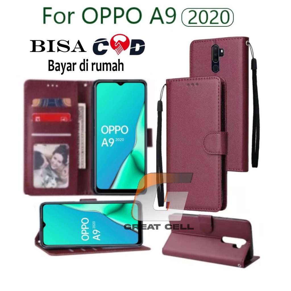 DOMPET HP UNTUK  OPPO A9 (2020) /LEATHER FLIP CASE OPPO A9 (2020)
