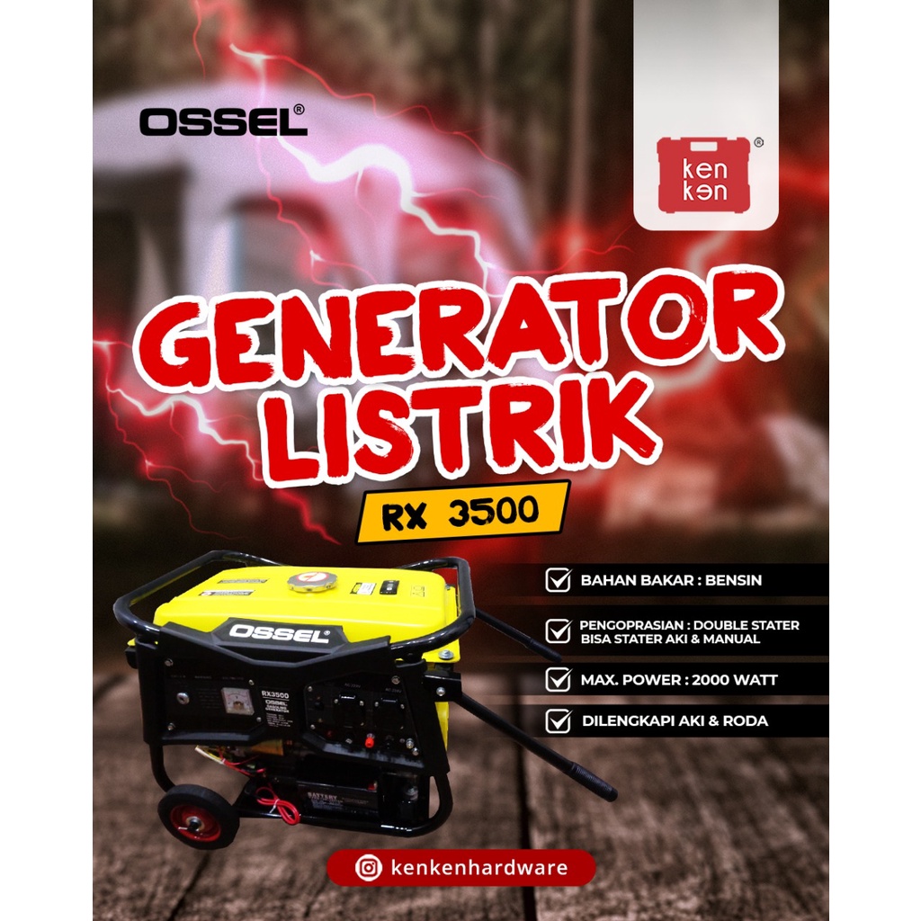 OSSEL Generator 2000 Watt RX3500 Double Stater Genset 2000 Watt Ossel