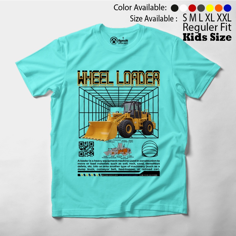 Baju Kaos Atasan Anak Laki-laki Streetwear Wheel Loader Alat Berat