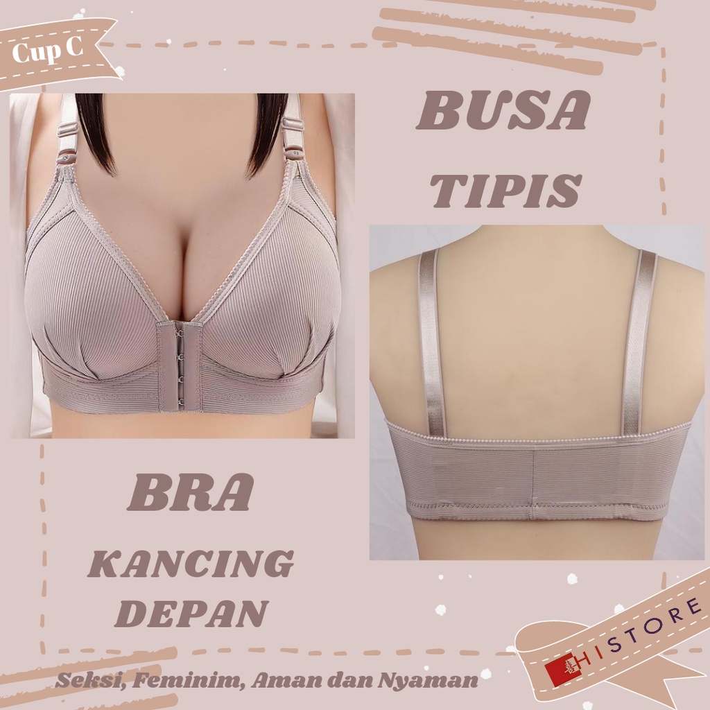 [HI] Bra Wanita Seamless Push Up Gesper Depan Kancing Depan Busa Tipis Tanpa Kawat Elegan 389