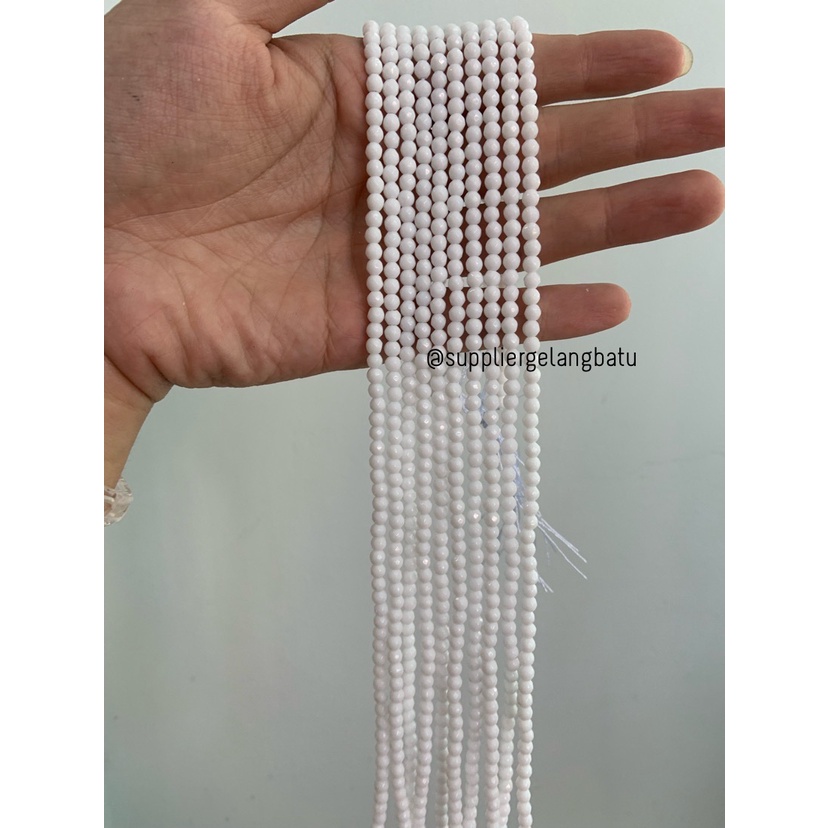 batu WHITE ONYX PUTIH FACETED BEADS 4mm cutting bahan gelang kalung