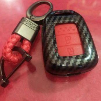 Obral Populer cover casing kasing kunci remote mobil honda BRIO 2019 / BRV / MOBILIO hitam carbon7