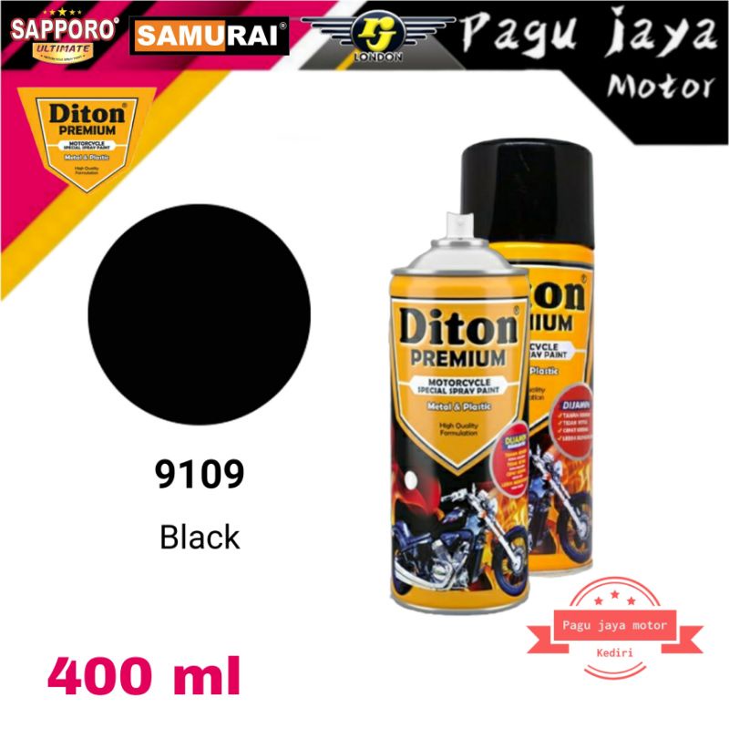 DITON PREMIUM 9109 BLACK HITAM GLOSS GLOSSY 400ml cat semprot spray paint pilok pilox