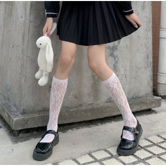 LS-29 Kaos Kaki Stocking Motif Bunga Cosplay Lolita Maid Jepang Socks