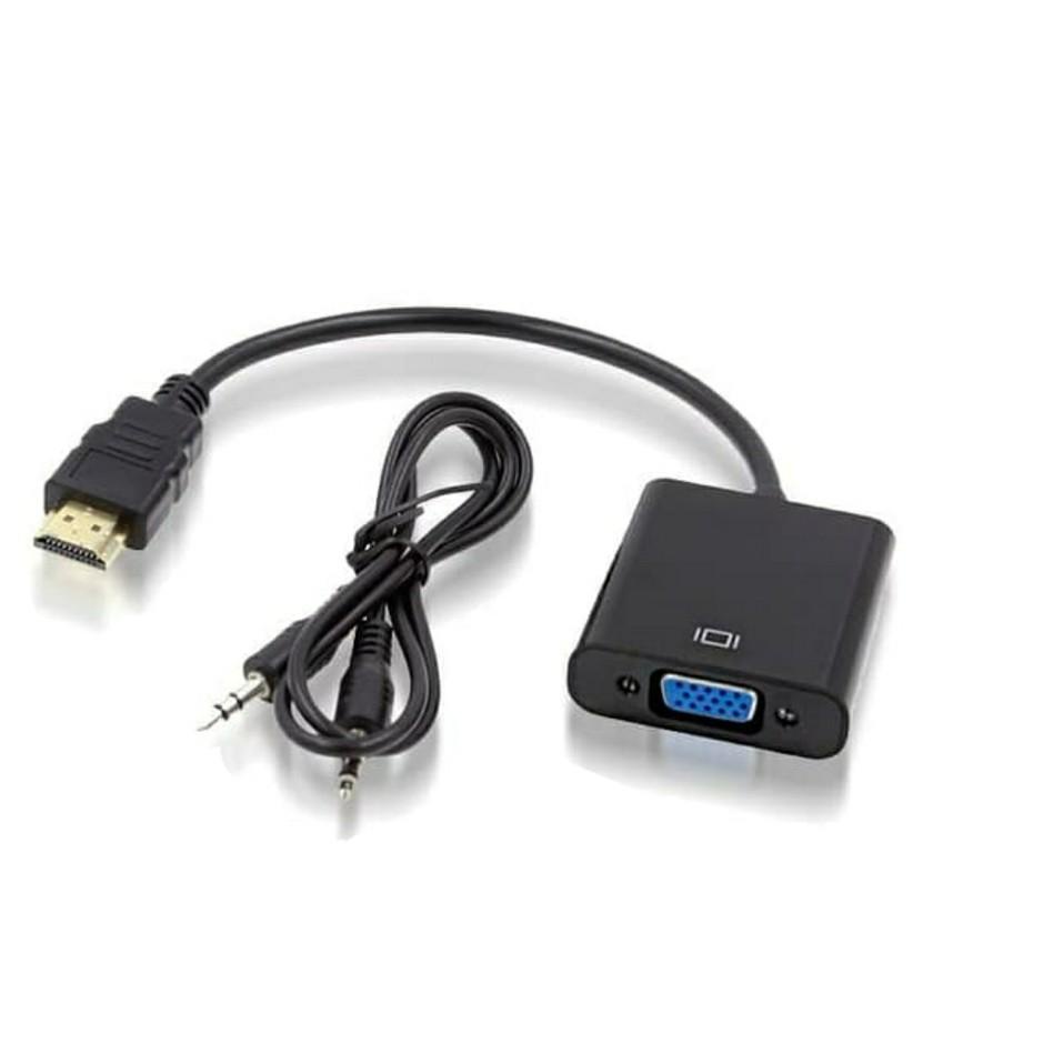 Stock Banyak LJVGN [COD] KABEL ADAPTER CONVERTER KONEKTOR HDMI TO VGA WITH AUDIO + KABEL VGA DIGITAL