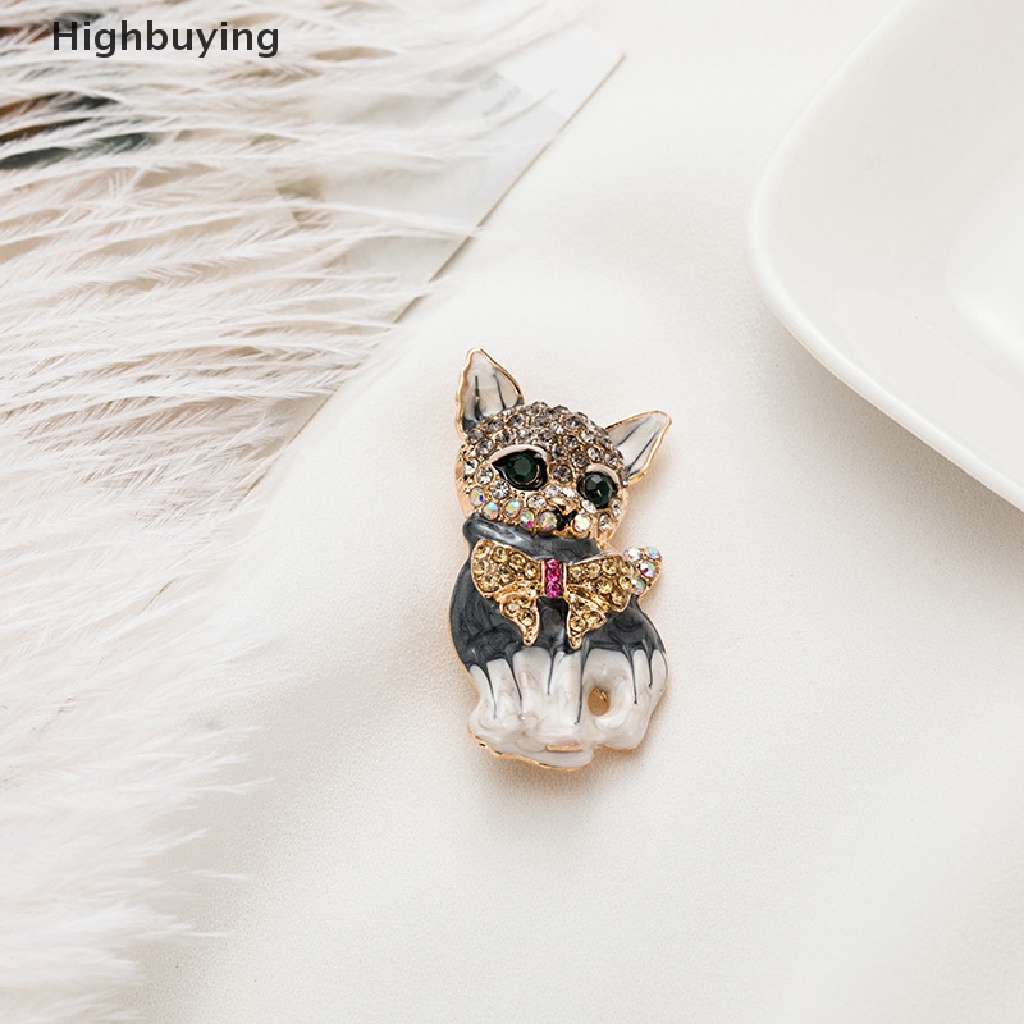 Bros Pin Desain Kartun Hewan Kucing Aksen Berlian Imitasi Gaya Vintage Untuk Kerah Kemeja Glory