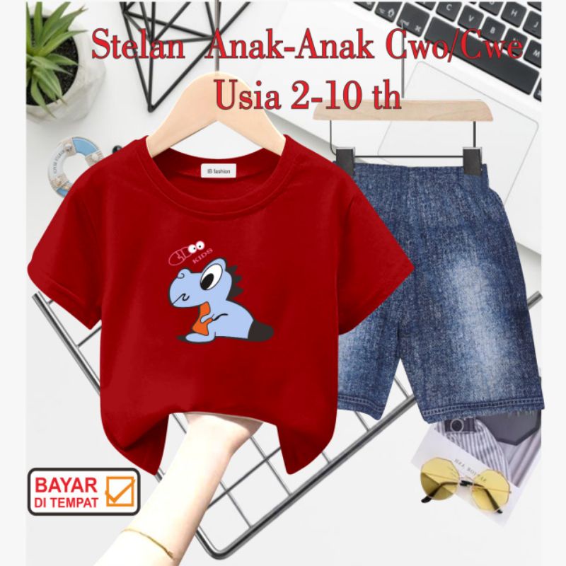 ((IB))SETELAN ANAK2 UNISEX SEMI JEANS/DINO DIGITAL SABLON