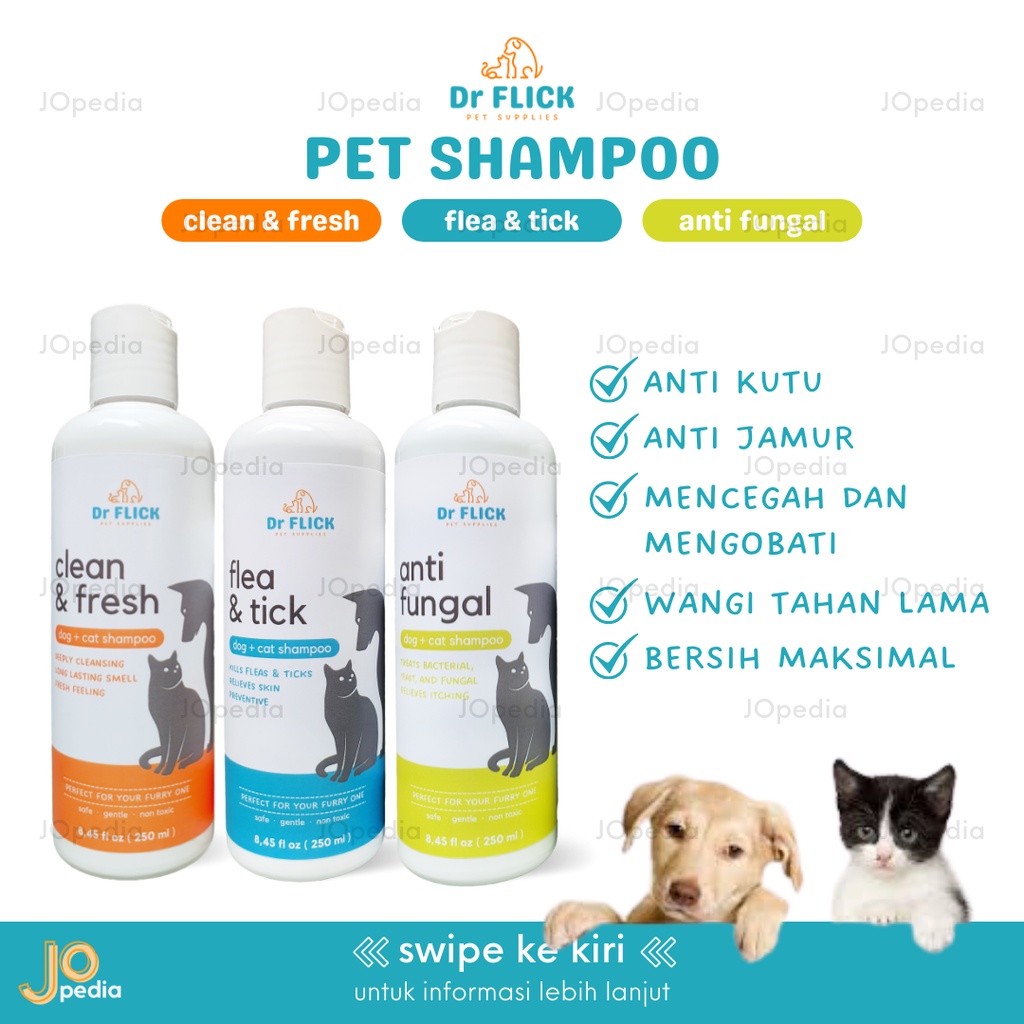 DR FLICK Shampoo Kucing Anjing Shampo Kutu Jamur Anti Tick Flea Fungal Sampo Hewan Bulu Halus