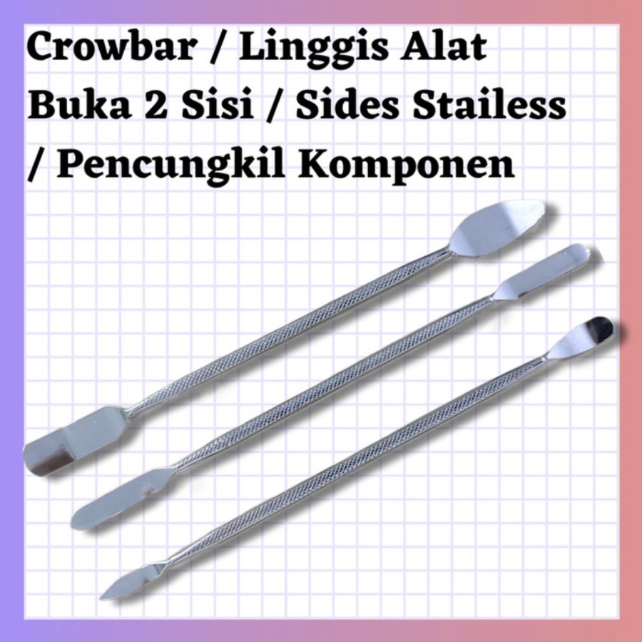 Crowbar/Linggis Alat Buka 2 Sisi Stainless Steel Ukuran 17,8 cm x 6 mm