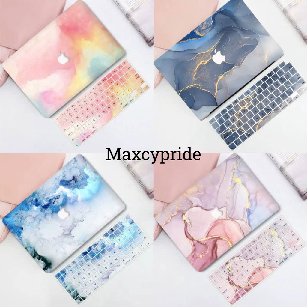 Macbook Case Marble Pink Sky Colorful Set With Keyboard Cover Protector Casing Macbook Air M1 M2 Pro 13 Inch Premium Quality