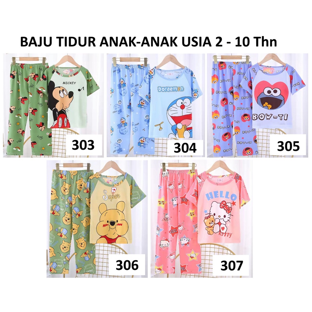 Baju Tidur Anak Piyama Anak Motif Kartun Lucu