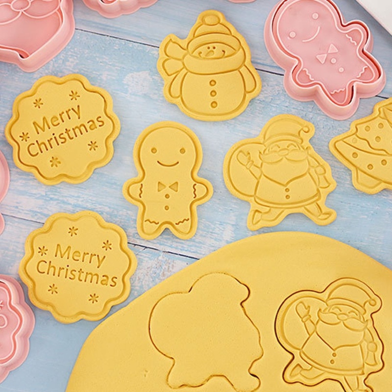 Zzz 8pcs / Set Cetakan Kue / Pastry 3D Motif Kartun Natal Untuk Peralatan Panggang / Dapur Diy