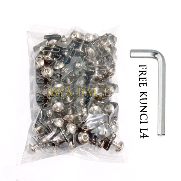 100 Pcs Baut Klip Yamaha crome Kunci L / Baut Klip Yamaha Jupiter mx Nmax Aerok Lexi R15 Mio Verga Crome Free Kunci l4